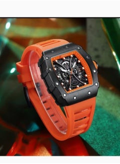 CURREN CURREN New Square Luminous Watches for Men Sport Casual Silicone Bracelet Hollow Auto Date Dial Wristwatches 8438 Quartz Watch  - Image 3