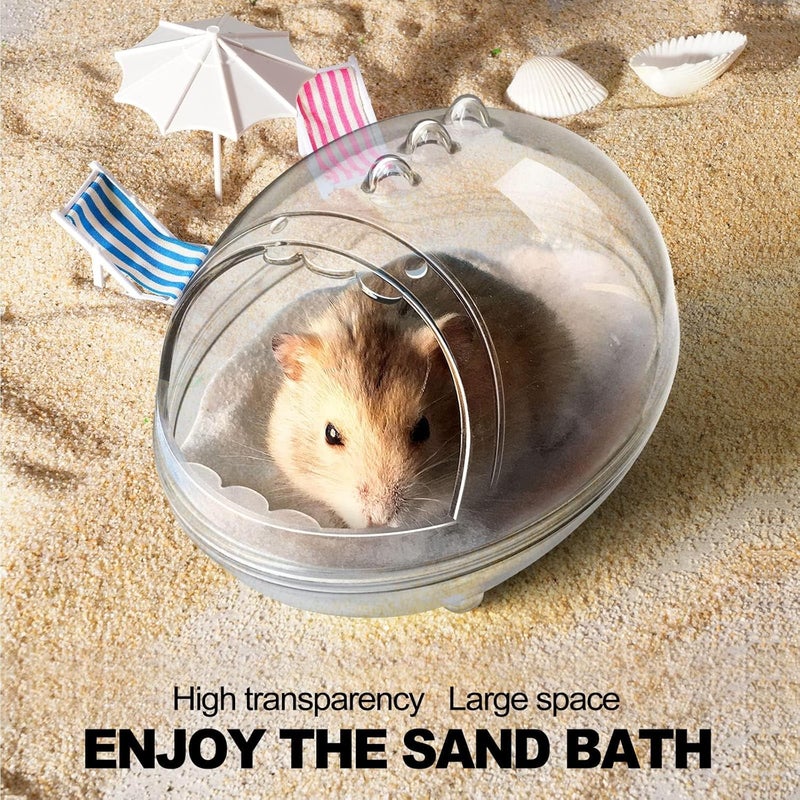 SWIUKPHE Hamster Bathroom, Bathtub Box, dust Bath for Hamster, Sand Bath Container, Bathing Bowl, Transparent Beds, Hamster Bathtub Toilet for Accessories, Small - Image 2