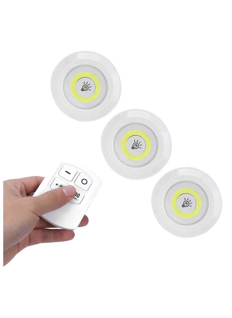 JAJEEK LED COB Night Light - 3 Pcs LED Night Light with Remote Control, Battery Powered Wireless LED Disc Lamp, Dimmable Night Light, Perfect for Bedroom, Hallway, and Living Room - Image 2