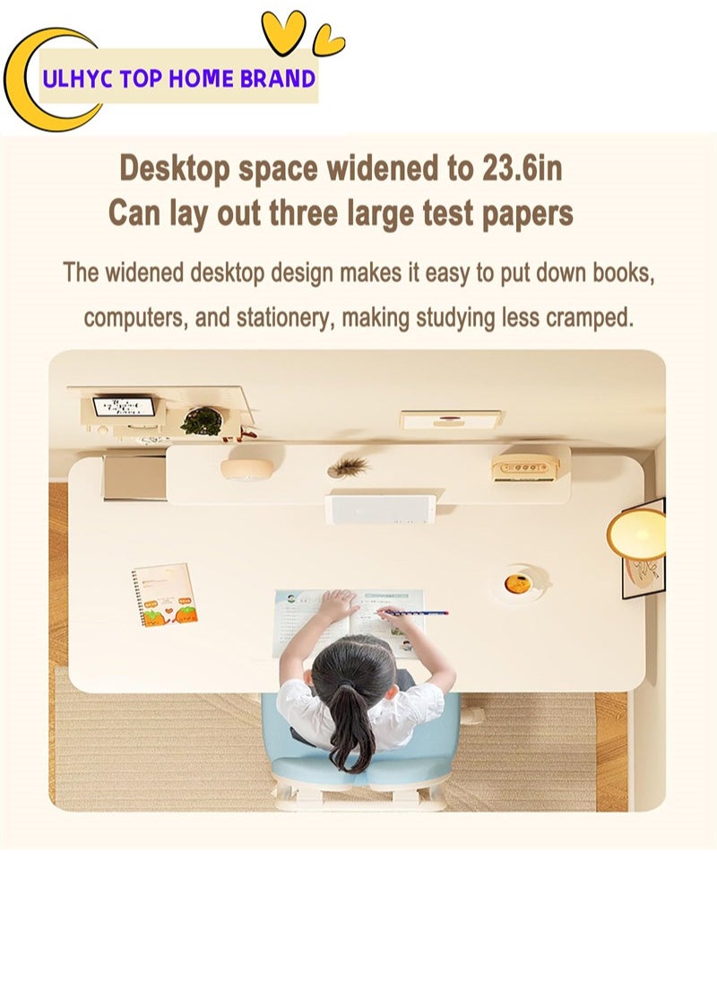 ULHYC - White Liftable Folding Work Table, Independently Adjustable Computer Desk, 120CM Long Desk with Rounded Corners Design, Suitable for Bedrooms and Study Rooms - Image 1