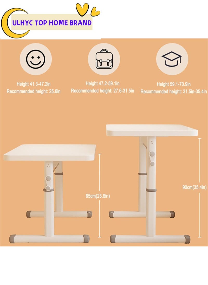ULHYC - White Liftable Folding Work Table, Independently Adjustable Computer Desk, 120CM Long Desk with Rounded Corners Design, Suitable for Bedrooms and Study Rooms - Image 1