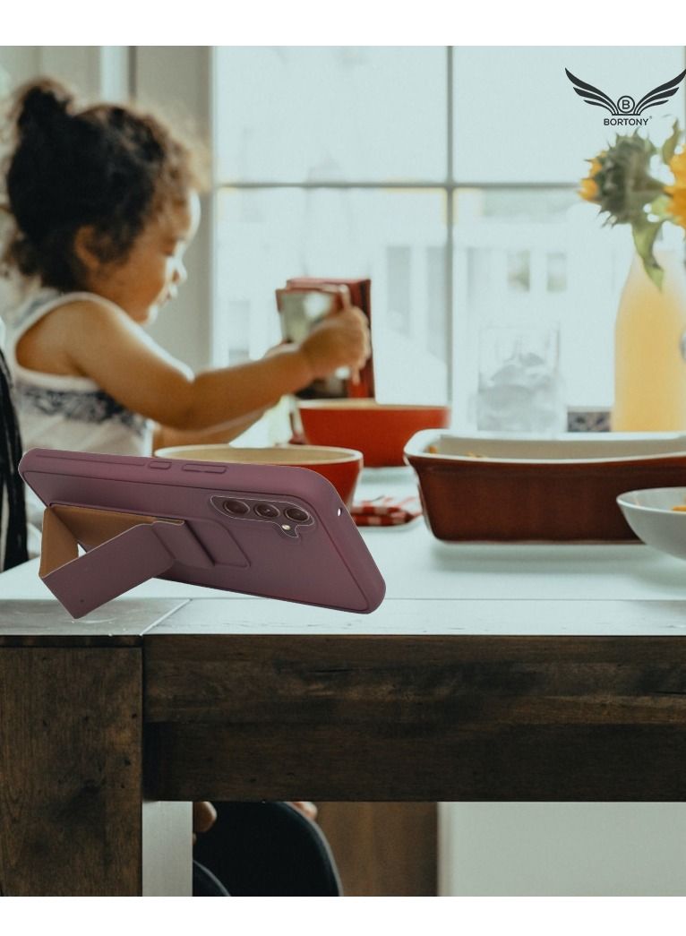 BORTONY Samsung A34 5G Case with Magnetic Car Mount Kickstand Holder Premium Silicone Vertical and Horizontal Hand Strap Grip Cover for Samsung Galaxy A34 5G - Image 3