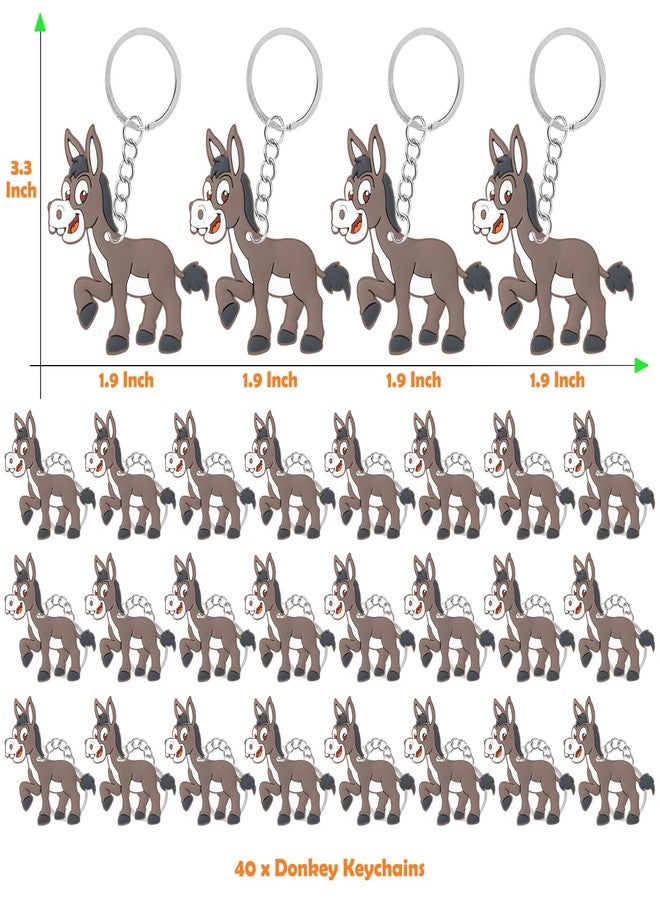 CiciBear 40 Pack Donkey Keychains Party Decoration for Guests, Barnyard Farm Animal Themed Party, Baby Shower, School Party, Zoo Kids Birthday - Image 2