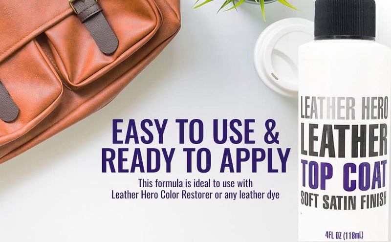 Leather Hero Top Coat – Leather Sealant & Protective Finish for Dye, Paint, Car Seats, Shoes & More – Scratch-Resistant Color Restorer with Applicator – 4oz(Satin Finish) - Image 4