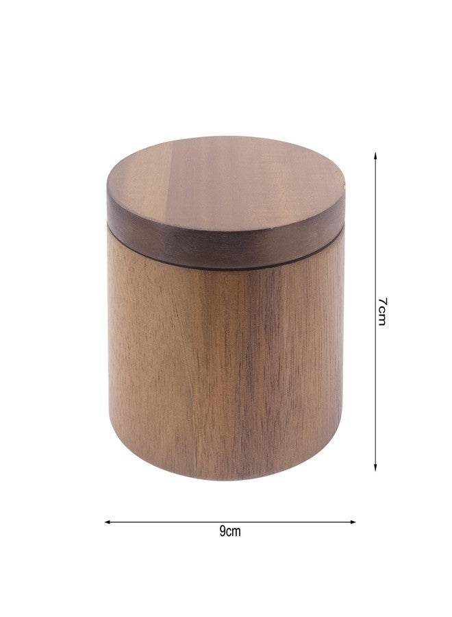 Hooshion Acacia Salt Cellar with Dual Compartments, Wooden Salt Box, Kitchen Spice Keeper, with Magnetic Swivel Lids, for Salt and Pepper or Spices - Image 2