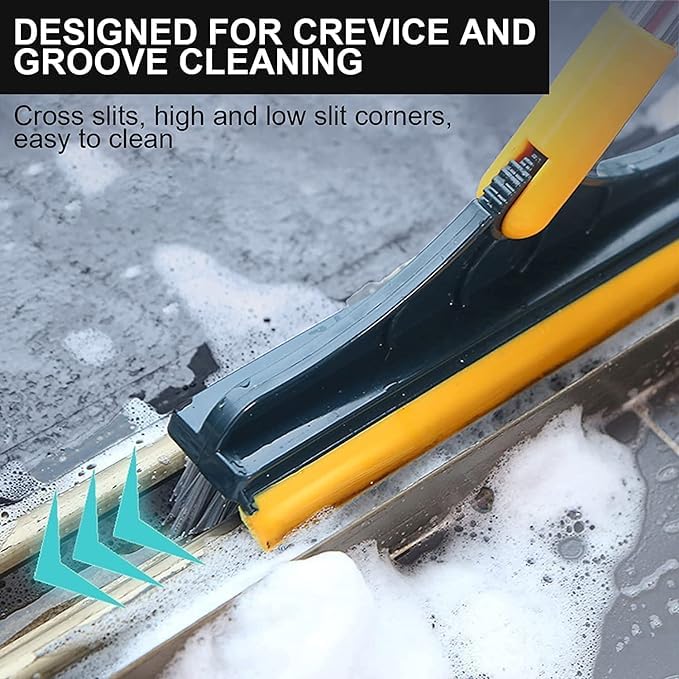 ASHGUJ 2 in 1 Bathroom Cleaning Brush with Wiper | 120° Rotating Long Handle Floor Scrub Brush for Tiles, Kitchen, and Home  - Image 4