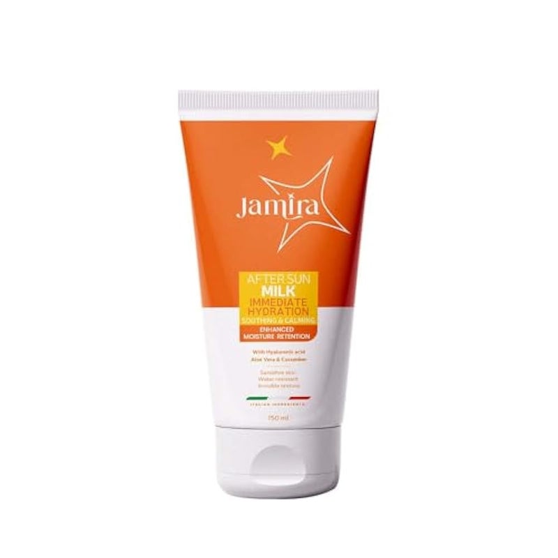 Jamira After Sun Milk – Hydrating & Soothing Moisturizer with Hyaluronic Acid, Aloe Vera & Cucumber Extract – Lightweight, Fast-Absorbing, Restores Skin Softness – (150ml)