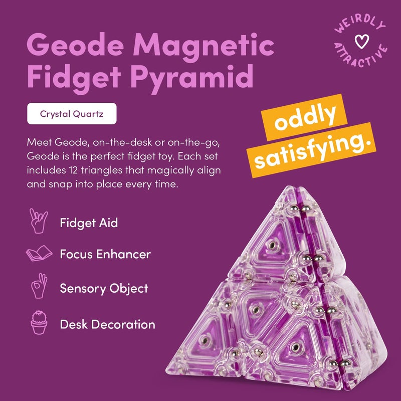 Speks Geode Magnetic Fidget Toy  Sensory Desk Toy for Adults  Teens 14  Stress Relief Gift  Pyramid Quartz - Image 3