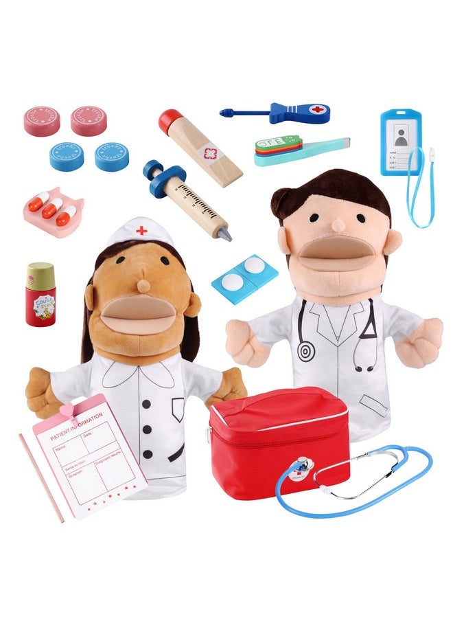 BETTERLINE - Pretend Toy Medical Kit With Doctor & Nurse Hand Puppets Eases Fear For Kids Educational Roleplay Toy For Toddlers & 3+ Toys For Girls Boys Pretend Playset Kids Doctor Set - Image 1