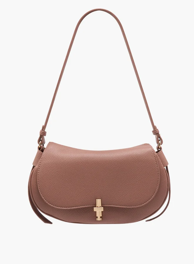 Flora Bella By Shoexpress Textured Crossbody Bag with Detachable Shoulder Strap
