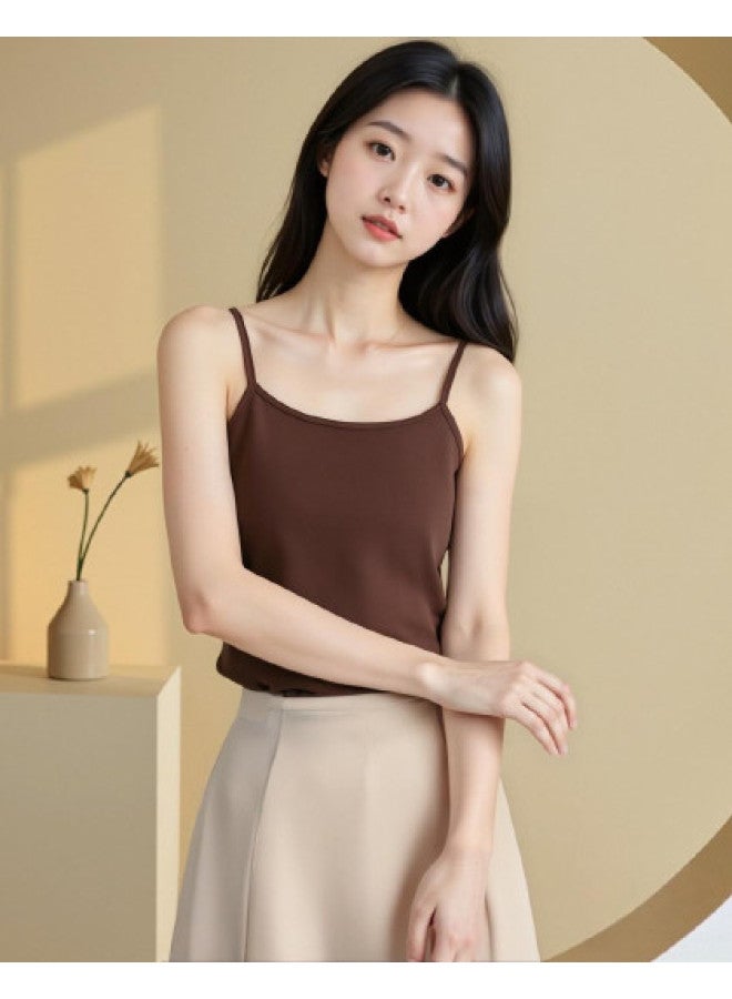 Your Sun Women'S Thin Padded Bra Camisole With Built-In Bra, Fleece Lined Sleeveless Undershirt, Wearable As Outerwear Or Inner Layer - Image 1