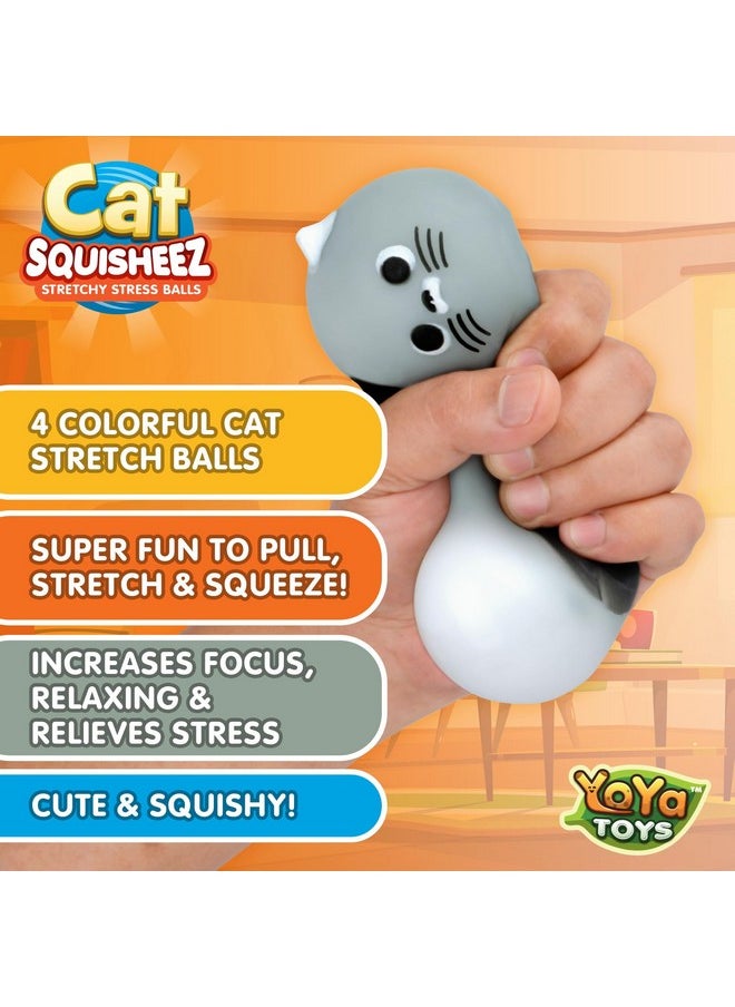 YoYa Toys Squisheez Cat 4Pack - Soft Squishy Kitty Stress Relief Toy Balls - Cute Stretchy Mini Animals - Perfect Toys For Kids, Teens, Adults - Great Christmas Stocking Stuffers Idea  - Image 3