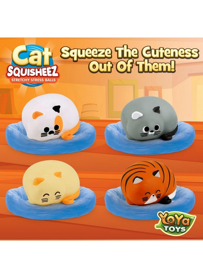 YoYa Toys Squisheez Cat 4Pack - Soft Squishy Kitty Stress Relief Toy Balls - Cute Stretchy Mini Animals - Perfect Toys For Kids, Teens, Adults - Great Christmas Stocking Stuffers Idea  - Image 4