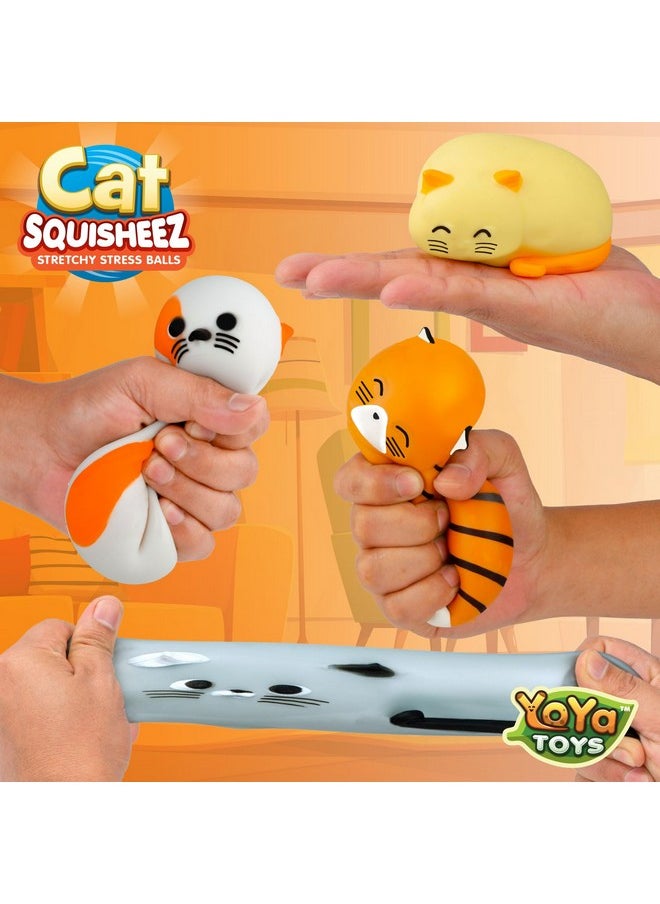 YoYa Toys Squisheez Cat 4Pack - Soft Squishy Kitty Stress Relief Toy Balls - Cute Stretchy Mini Animals - Perfect Toys For Kids, Teens, Adults - Great Christmas Stocking Stuffers Idea  - Image 2