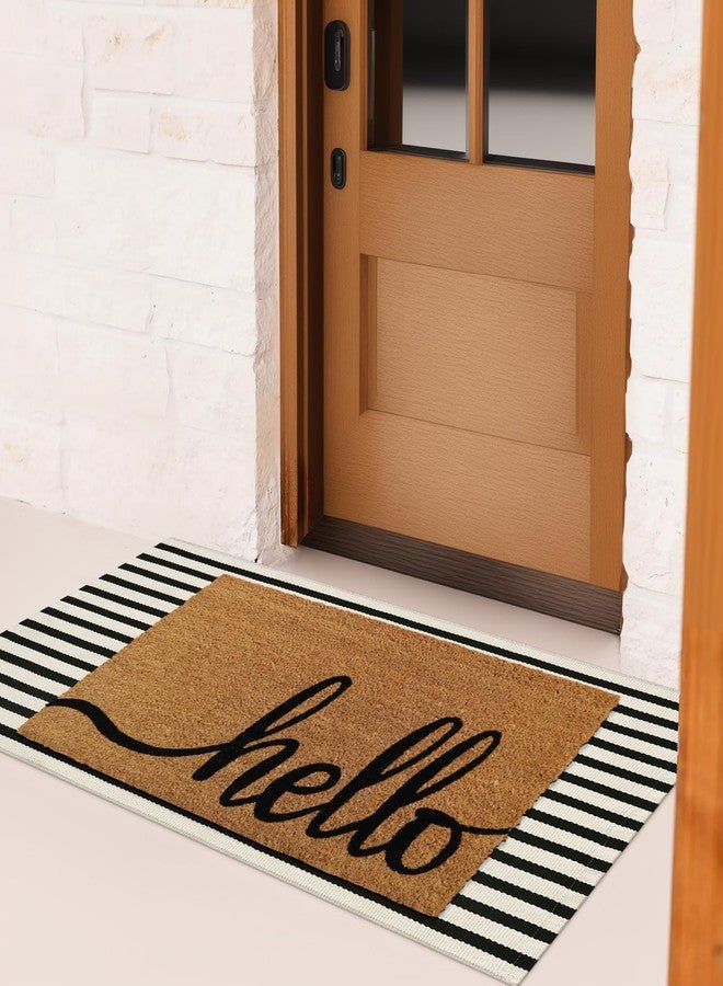 Sungea Striped Outdoor Fall Front Door Mat 24"x51", Washable Black and White Rug Runner Cotton Hand Woven Indoor Layered Doormat, Reversible Foldable Door Rugs for Entryway/Farmhouse/Home Entrance - Image 2