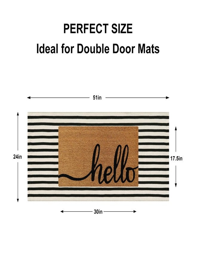 Sungea Striped Outdoor Fall Front Door Mat 24"x51", Washable Black and White Rug Runner Cotton Hand Woven Indoor Layered Doormat, Reversible Foldable Door Rugs for Entryway/Farmhouse/Home Entrance - Image 4