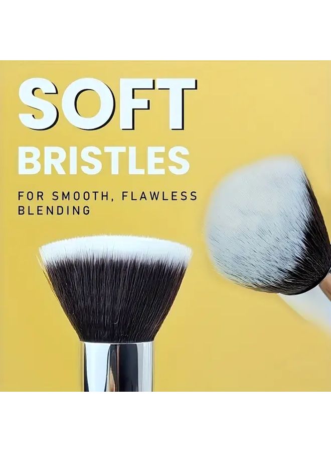 Orange Luxury Foundation Brush Soft Synthetic Bristles For Liquid Cream Powder - Image 3