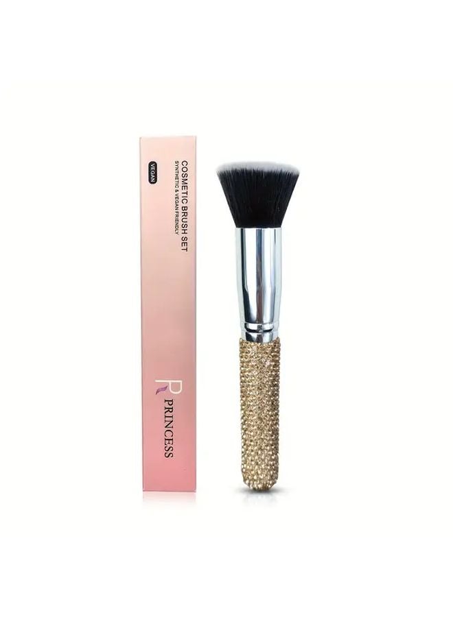 Orange Luxury Foundation Brush Soft Synthetic Bristles For Liquid Cream Powder - Image 1