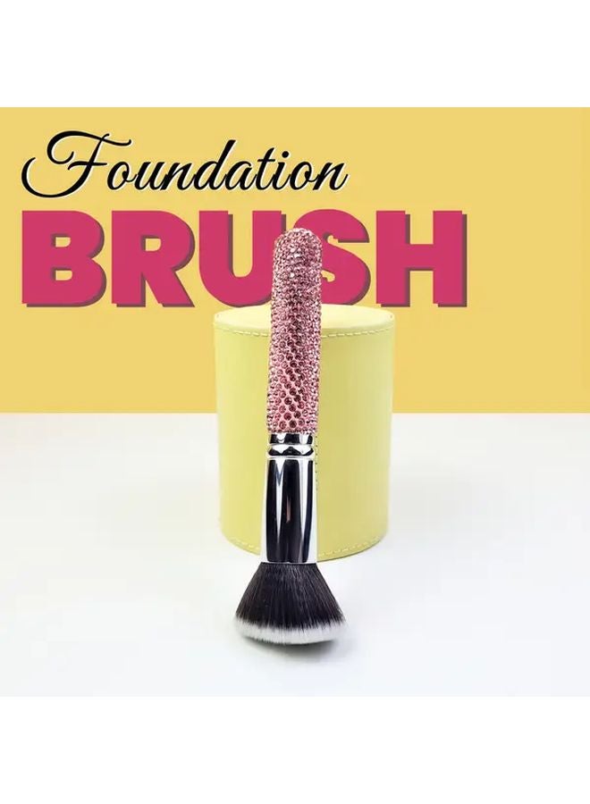 Orange Luxury Foundation Brush Soft Synthetic Bristles For Liquid Cream Powder - Image 2