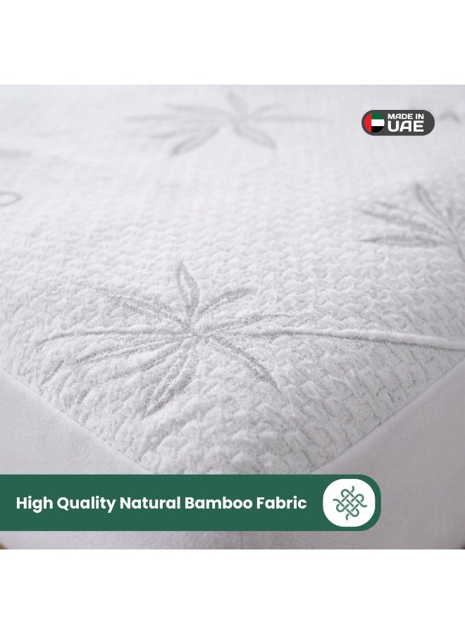 Easeliving Waterproof Bamboo Mattress Protector 90x200 – Hypoallergenic Soft Knitted Breathable Bamboo Fabric | Deep Pocket upto 35cm with 360° elastic skirt | Machine Washable Mattress Cover - Image 2