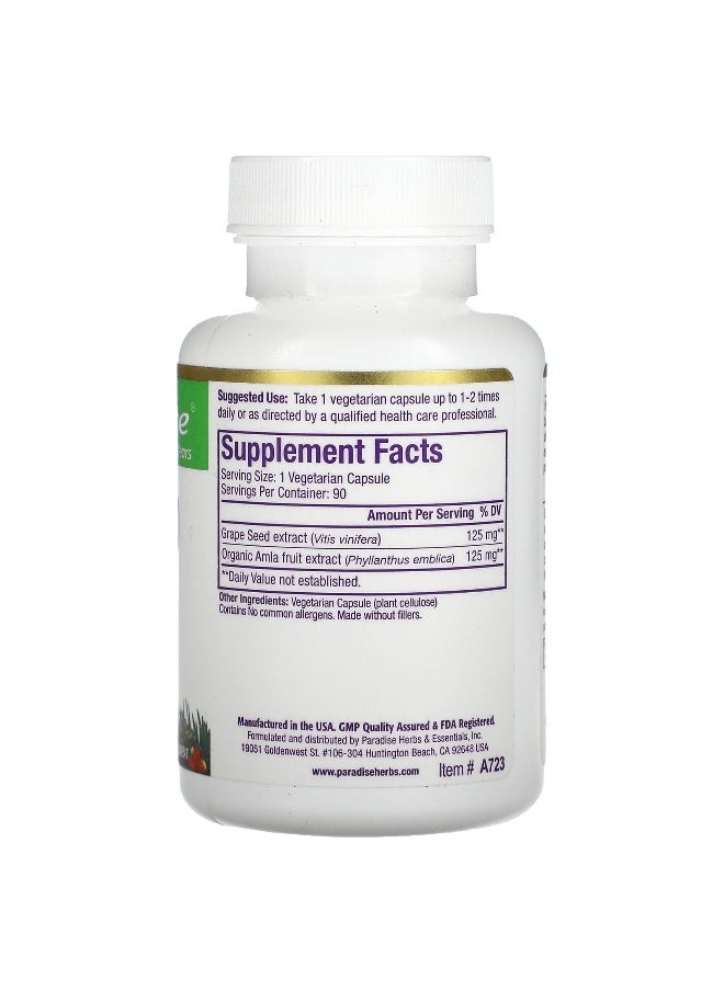 Paradise Herbs Paradise Herbs, Grape Seed Extract with Amla, 90 Vegetarian Capsules  - Image 2