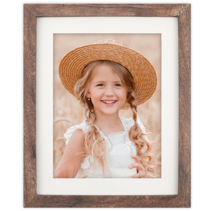 ORIVAN 8x10 Picture Frame Wood Display Picture 6x8 with Mat or 8x10 without Mat Distressed Brown Photo Frame for Wall and Tabletop Decoration - Image 1