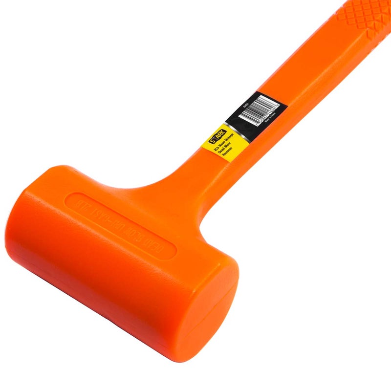 Stark USA 9-Pounds Dead Blow Hammer Mallet with Non-Marring Rubber Coating 9lbs Head Checkered Grip Handle Rebound Resistant Unibody Molded, Orange - Image 3