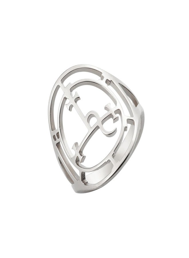 EUEAVAN Sigil of Lilith Ring for Women Men Demon Lilith Goddess Statement Ring Lucifer's Sign Pagan Witchcraft Mythology jewelry Lilith Gift (silver, 9) - Image 1