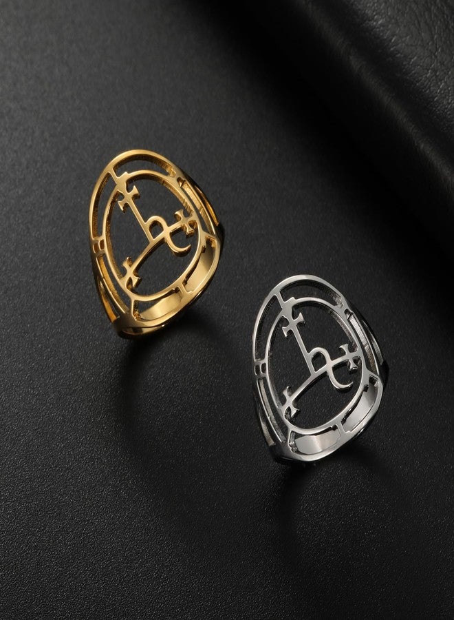 EUEAVAN Sigil of Lilith Ring for Women Men Demon Lilith Goddess Statement Ring Lucifer's Sign Pagan Witchcraft Mythology jewelry Lilith Gift (silver, 9) - Image 5