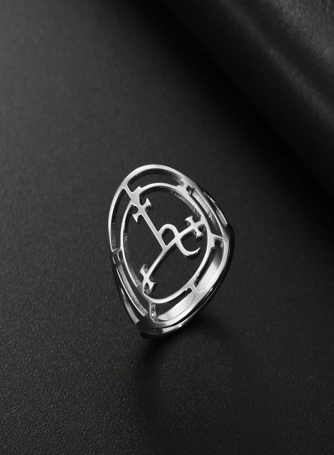EUEAVAN Sigil of Lilith Ring for Women Men Demon Lilith Goddess Statement Ring Lucifer's Sign Pagan Witchcraft Mythology jewelry Lilith Gift (silver, 9) - Image 4