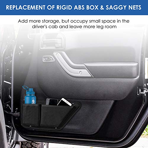 CALBEAU Oxford Front Door Storage Pockets Box, 2PCS Door Storage Pockets for 2011-2018 Jeep Wrangler JK JKU Accessories 2/4-Door, Door Net Pocket Replacement - Image 3