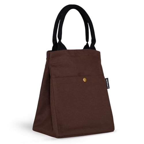 earthsave Insulated Lunch Bag for Office Women & Men (Brown) | Eco-Friendly Canvas Tiffin Bags for School, Cotton Drawstring Lunch Bag for Kids| Cloth Lunch Box Bags - Image 1