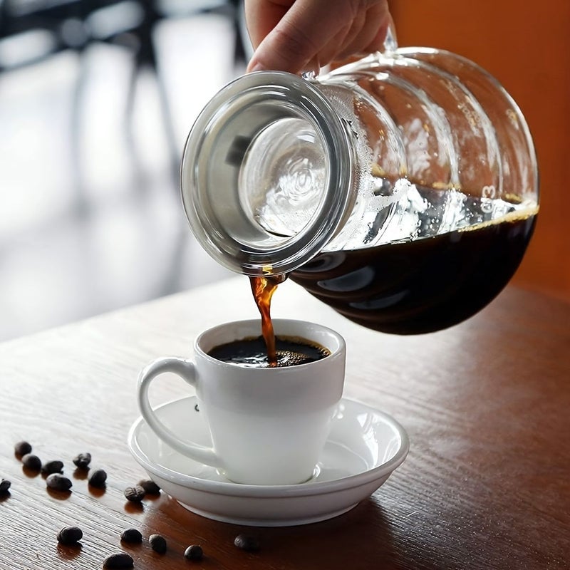 Pour Over Coffee Maker 20oz Glass Coffee Dripper Filter With Spoon And Lid Portable V60 Style Drip Coffee Carafe Hand Brewed Coffee Server For Home Office Use - Image 2