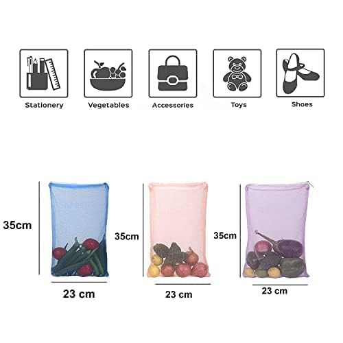 SIO Mesh Vegetable Storage Bags for Refrigerator Pack of 12 with Zipper Reusable Produce Bags for Fridge Kitchen Organization and Grocery Storage - Image 4