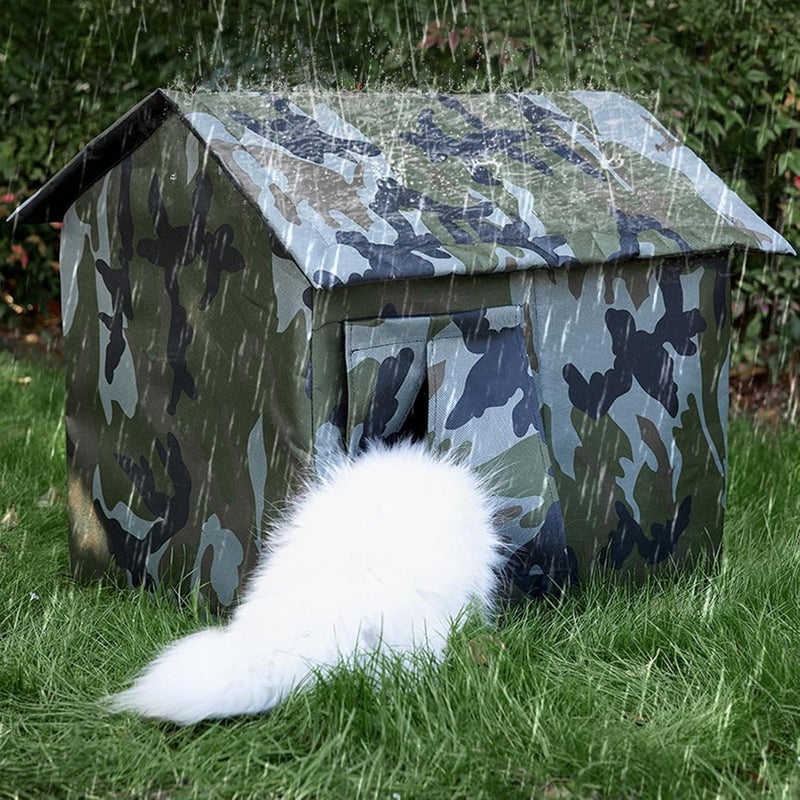 Generic Outdoor Cat House, Collapsible Outdoor Cats Shelter, Water Weather Proof Insulated Feral Warm Shelter with Mat, Easy to Assemble, Small Pets House for Winter (L) - Image 2