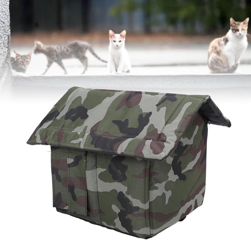Generic Outdoor Cat House, Collapsible Outdoor Cats Shelter, Water Weather Proof Insulated Feral Warm Shelter with Mat, Easy to Assemble, Small Pets House for Winter (L) - Image 4