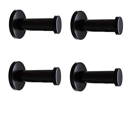 NELXULAS Classic Black Stainless Steel Heavy Duty Wall Mount Hooks, Bath Towel Hooks, Coat Hanger, Handbag Hooks, 4 in Pack (2-4/5") - Image 1