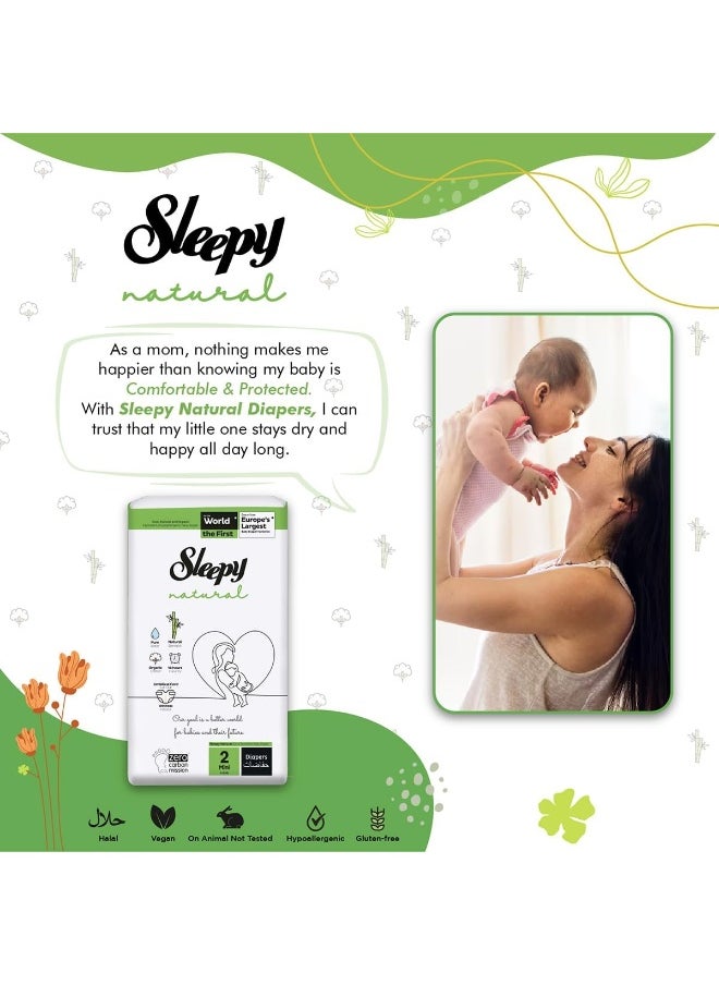 Sleepy - Natural Size 2, Newborn, 42 Count, 3-6Kg Hypoallergenic Baby Dry Diapers, Organic Cotton, Highly Absorbent, Bamboo Extract, Ultimate Comfort And Dryness, 100% Leakage Protection - Image 1