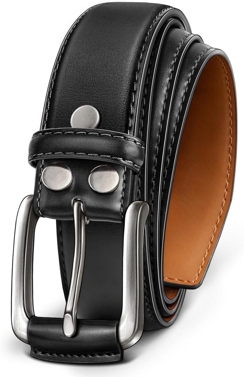 Contacts Men's Genuine Leather Pin Buckle Belt | Leather Belt for Men Classic Designs for Work & Business Casual - Image 1