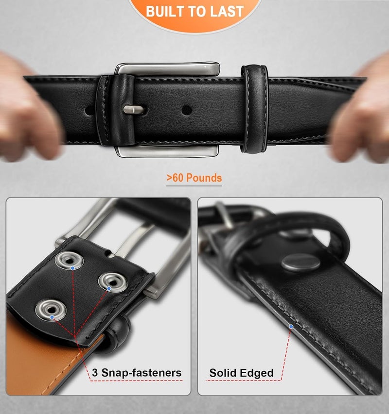 Contacts Men's Genuine Leather Pin Buckle Belt | Leather Belt for Men Classic Designs for Work & Business Casual - Image 4