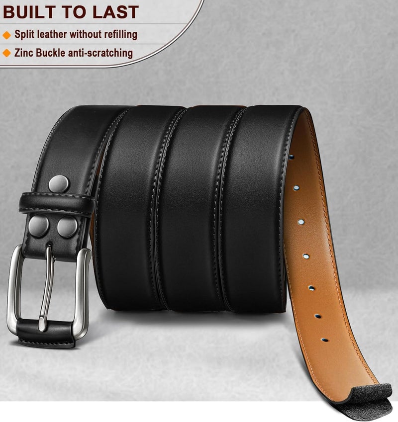 Contacts Men's Genuine Leather Pin Buckle Belt | Leather Belt for Men Classic Designs for Work & Business Casual - Image 3