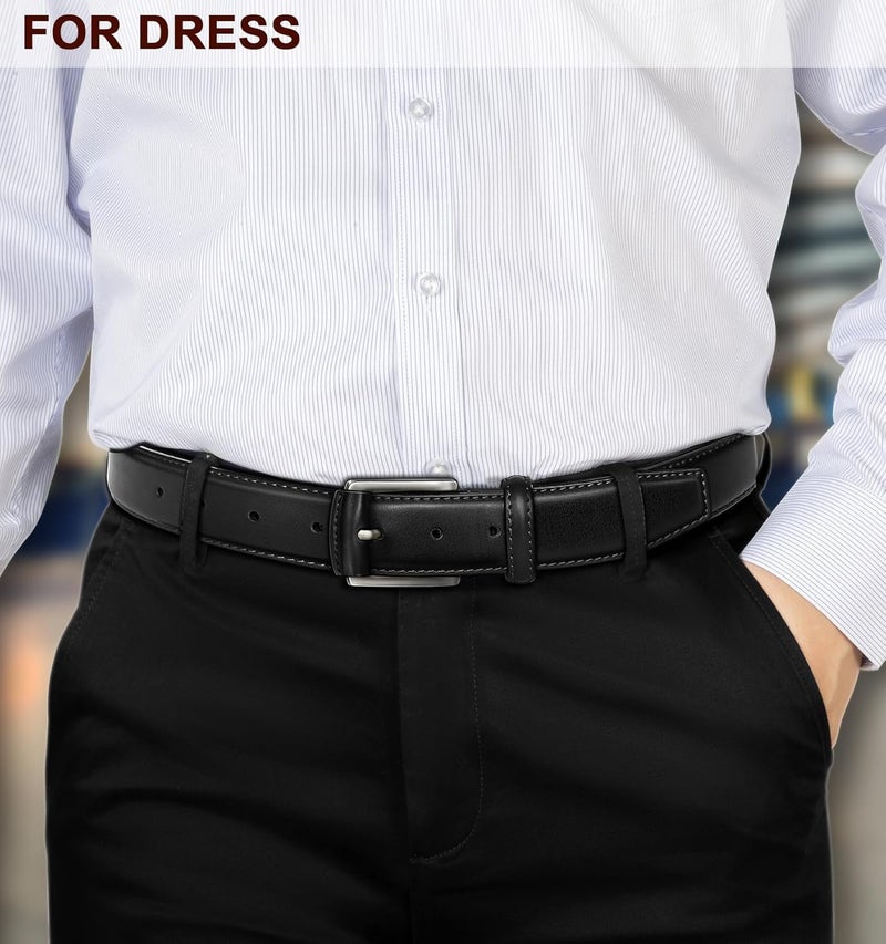 Contacts Men's Genuine Leather Pin Buckle Belt | Leather Belt for Men Classic Designs for Work & Business Casual - Image 5