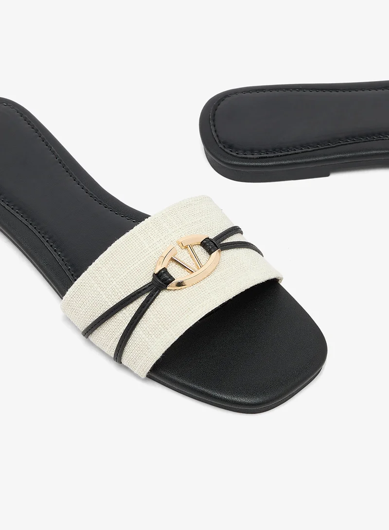 Ella  Fabric Detail Gold Accent Flat Sandals for Women | Best Price UAE