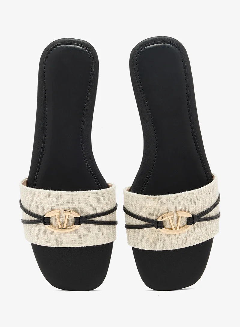 Ella  Fabric Detail Gold Accent Flat Sandals for Women | Best Price UAE