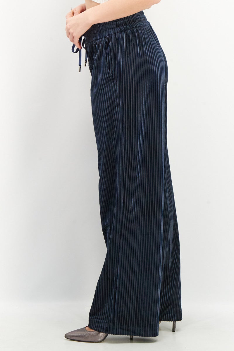 ESPRIT سروال نسائي بقصة عادية مع حبل سحب، كحلي - Image 2