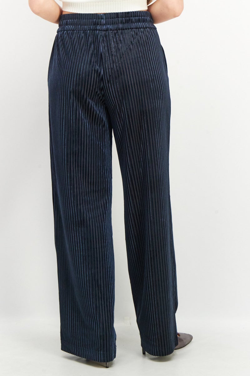 ESPRIT سروال نسائي بقصة عادية مع حبل سحب، كحلي - Image 4