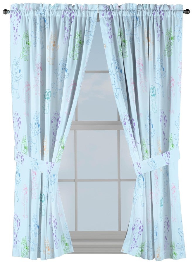 جاي فرانكو ستائر نوافذ جاي فرانكو لغرفة نوم الأطفال، طقم ستائر من 4 قطع مع رباطين، أزرق - أزرق فاتح، 42 بوصة عرض × 63 بوصة طول (عبوة من قطعتين) - Image 1