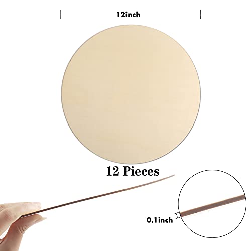 KOOCHOICE Wood Circles for Crafts,12 Pack 12 Inch Unfinished Wood Blank Rounds Wooden Cutouts for Crafts, Door Hanger, Door Design, Wood Burning - Image 2