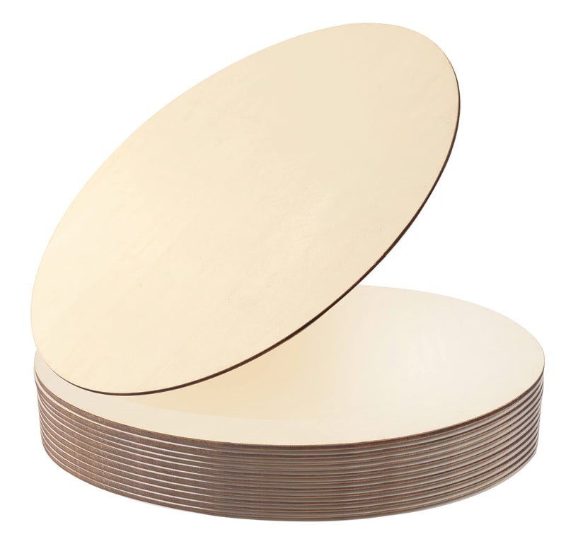 KOOCHOICE Wood Circles for Crafts,12 Pack 12 Inch Unfinished Wood Blank Rounds Wooden Cutouts for Crafts, Door Hanger, Door Design, Wood Burning - Image 1