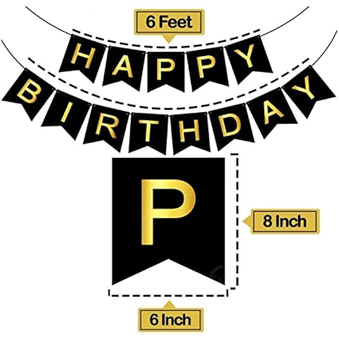 AM ANNA Black,Gold Balloons and Paper Pom Poms Party Supplies for Birthday Decoration With Pale Champagne Metallic Foil Fringe Tinsel Curtain Happy Birthday Party Decoration Backdrop,Black Decoration Kit - Image 3